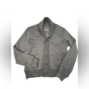 Seduka Men's Large Button Gray Knit Shawl Collar Cardigan Jacket